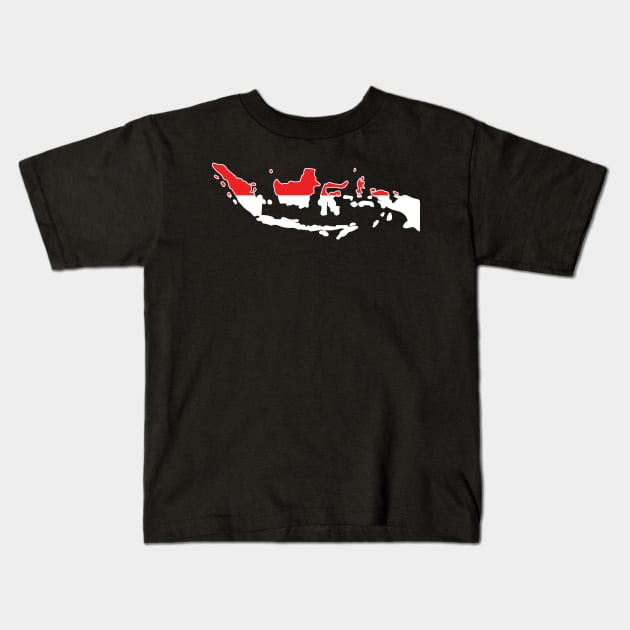 Indonesia map flag designs Kids T-Shirt by D_designs